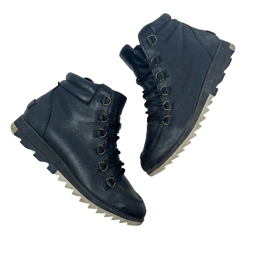 Sorel Harlow Lace Waterproof Leather Boots Black Women's 6.5 NL3399